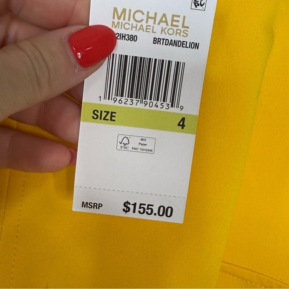 Michael Kors Yellow Apron Chain Strap Mini Dress Size 4 - Picture 6 of 8